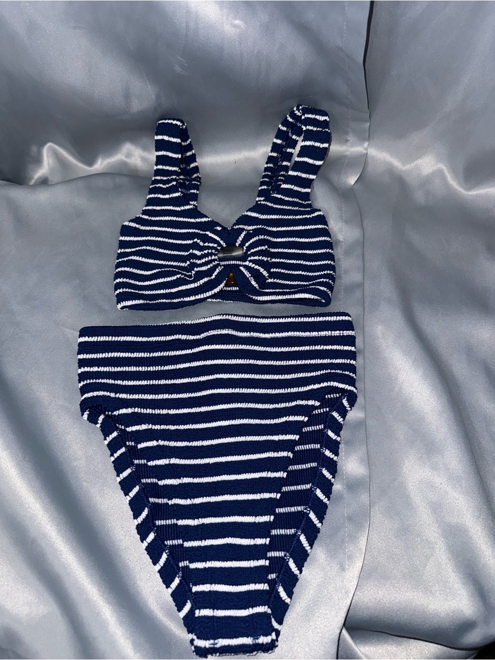 Hunza G Navy and White Striped Two-Piece Bikini